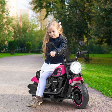 Kids Electric Motorcycle With Training Wheels & Led Headlights