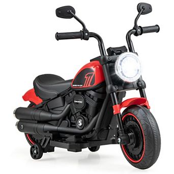 Kids Electric Motorcycle With Training Wheels & Led Headlights