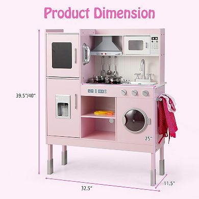 Pretend Play Kitchen For Kids With 16 Pieces Accessories