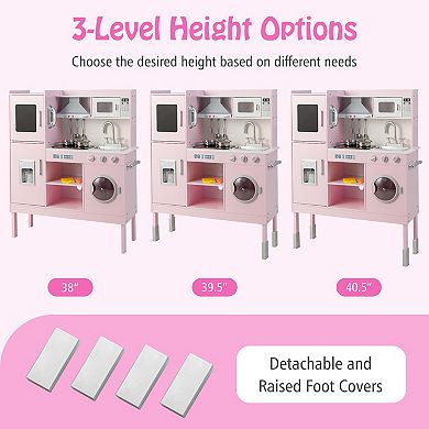 Pretend Play Kitchen For Kids With 16 Pieces Accessories