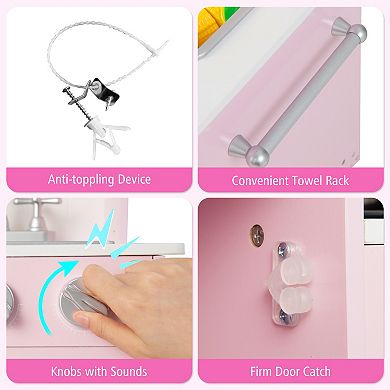 Pretend Play Kitchen For Kids With 16 Pieces Accessories