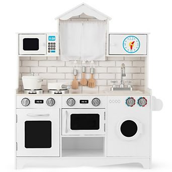 Wooden Kids Kitchen Pretend Play Toys With Washing Machine