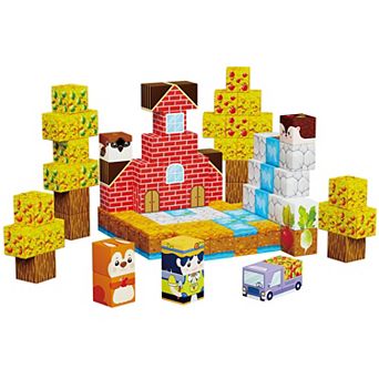 PicassoTiles 90 pc Farm Harvesting Theme Mix and Match Magentic Building Blocks for for Kids 3+