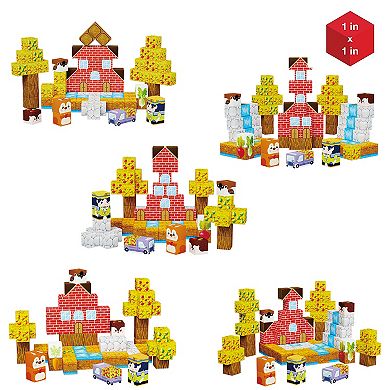 PicassoTiles 90 PC Farm Harvesting Theme Mix and Match Magentic Building Blocks for for Kids 3+