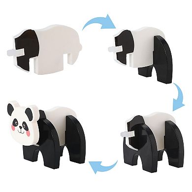 PicassoTiles 4 PC Panda & Monkey Parent and Baby Characters Themed, Magnetic Tiles for Kids 3+