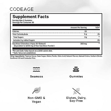 Codeage Irish Sea Moss Gummies Supplement 60 ct