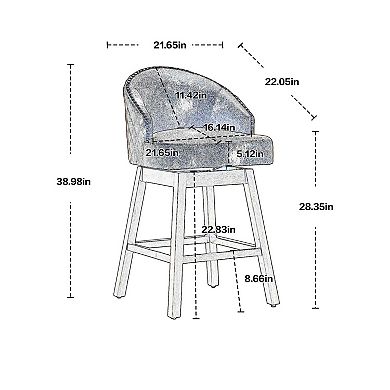 Mondawe Bar Stools 360 Degree Swivel Counter Height Chairs with Footrest (Set of 2 )