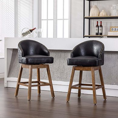 Mondawe Bar Stools 360 Degree Swivel Counter Height Chairs with Footrest (Set of 2 )