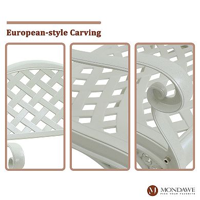 Mondawe Cast Aluminum Stationary Dining Chairs Hollow Oblique Grid Shape Chairs（Set of 2）