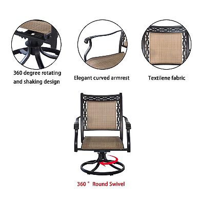 Mondawe Aluminum Outdoor Patio Swivel Dining Arm Chair (set of 6)