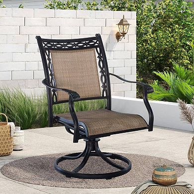Mondawe Aluminum Outdoor Patio Swivel Dining Arm Chair (set of 4)