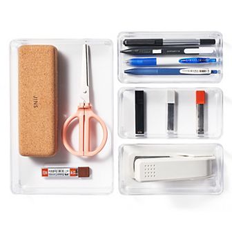 Sorbus 4 pc Clear Acrylic Office Drawer Organizer Set - Perfect for pens, craft supplies & more