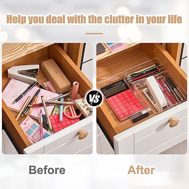 Sorbus 4-Piece Clear Acrylic Office Drawer Organizer Set - Perfect for pens, craft supplies & more