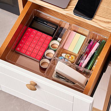 Sorbus 4-Piece Clear Acrylic Office Drawer Organizer Set - Perfect for pens, craft supplies & more