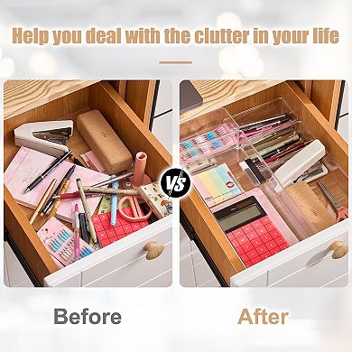 Sorbus 6-Drawer Clear Plastic Organizer Set for Pens, Pencils, Pushpins and More