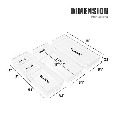 Sorbus 6-Drawer Clear Plastic Organizer Set for Pens, Pencils, Pushpins and More