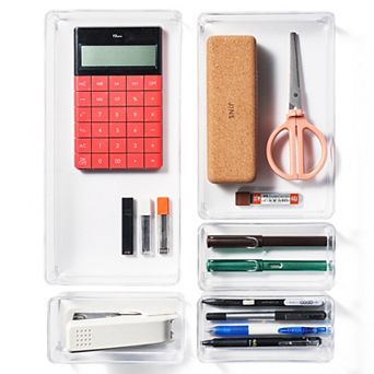 Sorbus 5 pc Clear Acrylic Narrow Office Drawer Organizer Set - Perfect for pens, craft & more