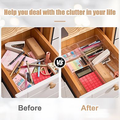 Sorbus 5-Piece Clear Acrylic Narrow Office Drawer Organizer Set - Perfect for pens, craft & more