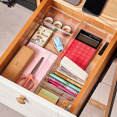 Sorbus 5-Piece Clear Acrylic Narrow Office Drawer Organizer Set - Perfect for pens, craft & more