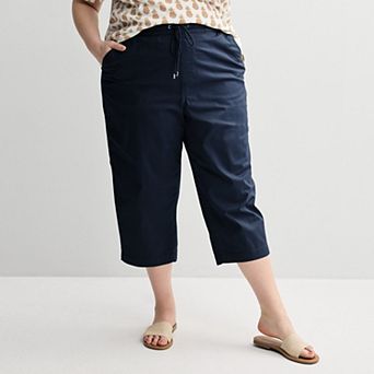 Plus Size Croft & Barrow® Utility Twill Pull On Capris