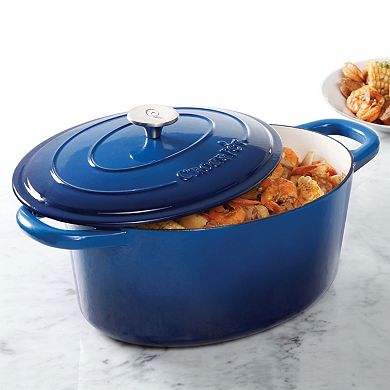 7 Quart Enameled Cast Iron Oval Dutch Oven