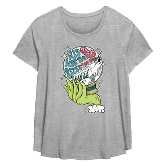 Plus Size Dr. Seuss Grinch His Heart Was Two Sizes Too Small Snow Globe Flowy Graphic Tee