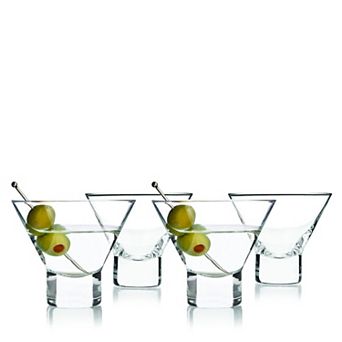 Raye Heavy Base Crystal Stemless Martini Glasses Set of 4