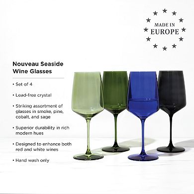 Reserve Nouveau Crystal Wine Glasses in Seaside Set of 4