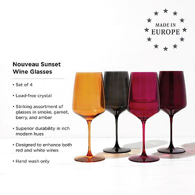 Reserve Nouveau Crystal Wine Glasses in Sunset Set of 4