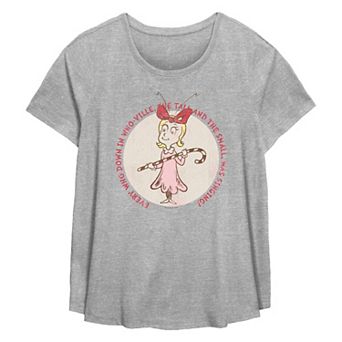Plus Size Dr. Seuss Grinch Cindy Lou Who Stamp Flowy Graphic Tee