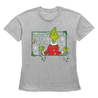 Women's Dr. Seuss Grinch Naughty Or Nice Checklist Graphic Tee