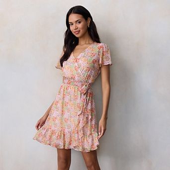 Petite LC Lauren Conrad Flutter Sleeve Wrap Dress