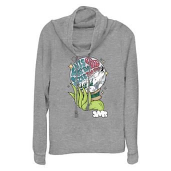 Women's Dr. Seuss Grinch His Heart Was Two Sizes Too Small Snow Globe Cowlneck Graphic Lightweight Long Sleeve