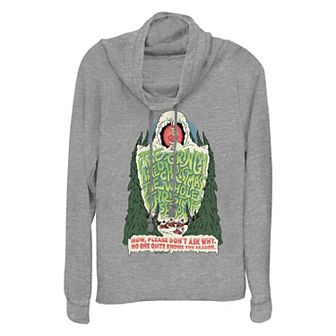 Women's Dr. Seuss Grinch Hated Christmas Cowlneck Graphic Lightweight Long Sleeve