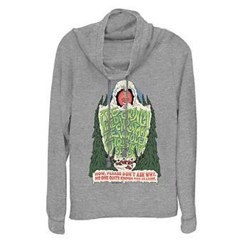 Women's Dr. Seuss Grinch Hated Christmas Cowlneck Graphic Lightweight Long Sleeve