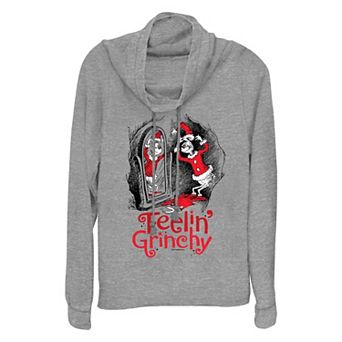 Women's Dr. Seuss Feeling Grinchy Cowlneck Graphic Lightweight Long Sleeve