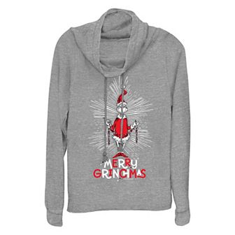 Women's Dr. Seuss Merry Grinchmas Cowlneck Graphic Lightweight Long Sleeve