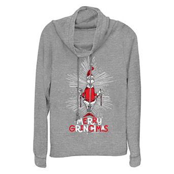 Women's Dr. Seuss Merry Grinchmas Cowlneck Graphic Lightweight Long Sleeve