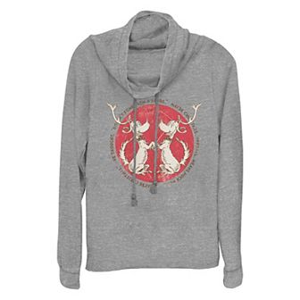 Women's Dr. Seuss Grinch Max The Reindeer Maybe Christmas Means Much More Cowlneck Graphic Lightweight Long Sleeve