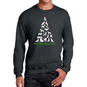 Here Comes Santa Paws - Men's Word Art Crewneck Sweatshirt