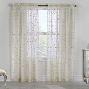 Commonwealth Habitat Grandeur Deep Scalloped Embroidery Pole Top Window Curtain Panel
