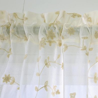 Commonwealth Habitat Grandeur Deep Scalloped Embroidery Pole Top Window Curtain Panel