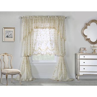 Commonwealth Habitat Grandeur Deep Scalloped Embroidery Pole Top Window Curtain Panel