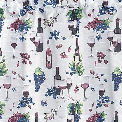 Tribeca Wine Printed Slub 3 Pieces Kitchen Curtain Set