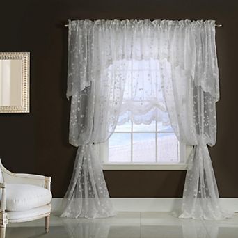 Commonwealth Grandeur Deep Scalloped Embroidery Pole Top Window Valance