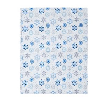 Kate Aurora Holiday Living Blue and Silver Christmas Snowflakes Accent Throw Blanket