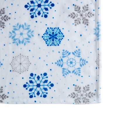 Kate Aurora Holiday Living Blue and Silver Christmas Snowflakes Accent Throw Blanket