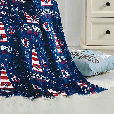 Lighthouse Plush Decorative Machine Washable Throw