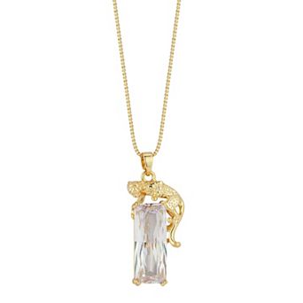 WINX Gold Tone Cubic Zirconia Tiger Pendant Necklace