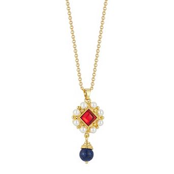 WINX 18k Gold Plated Cubic Zirconia & Simulated Lapis Pendant Necklace
